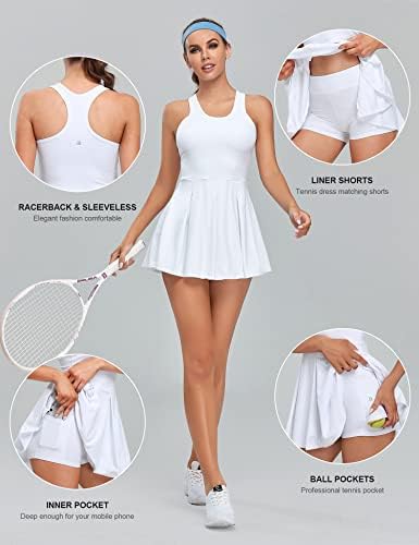 1A1A Ženska teniska haljina za golf s džepovima kratkih hlača Sportske haljine bez rukava bez rukava