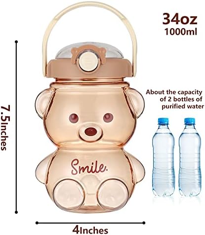 Slamnata boca s kavajskim medvjedom, boca za vodu s medvjedom velikog kapaciteta s remenom i slamkom, slatke boce s vodom za školu