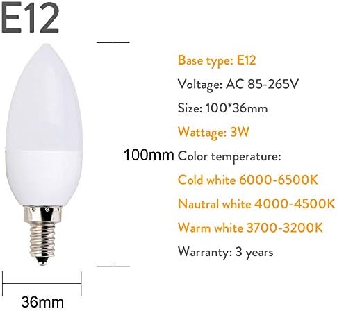 FUTENI Lampe širokog napona 5pcs 3 W AC85-265V led žarulje-E14 svijeća E12 Štede energiju Reflektor Chandlier Kristalna lampa Kućne