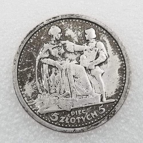 Antikni zanat 1925. Poljska mesing srebro Silver Old Coins 0125Coin kolekcija Komemorativna kovanica