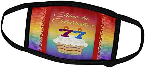 3Drose Beverly Turner Rođendanski dizajn - cupcake, brojevi svijeće, vrijeme, proslavite 77 godina stare pozivnice - maske za lice