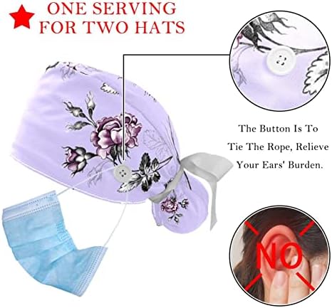 2 pakiranja podesive radne kape, šešir s gumbima, rastezljivi kape za kravate za ženske muškarce cvijet