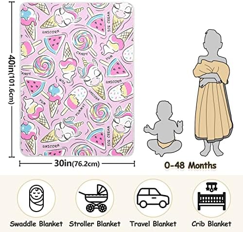 Swaddle pokrivač Unicorn Pamuk pokrivač za novorođenčad, primanje pokrivača, lagana mekana pokrivača za krevetić, kolica, rasadnici,