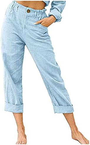 Xiloccer ženske hlače za rad ženske leđa pamučne hlače hlače ležerne hlače elastični struk lanene hlače