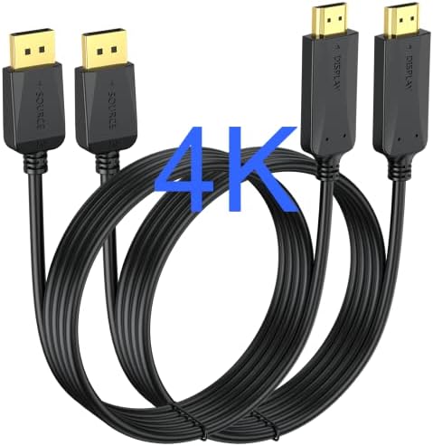 4K DisplayPort to HDMI kabel 15 ft, 2 -pack 4K DP do HDMI HDTV kabel pletenica mužjaka na muški podržava video i audio -ne dvosmjerni