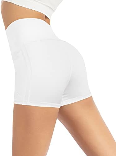 Mirity Womens Athletic Biker -ove hlače visoki struk s džepovima - 3 odbojkaška vježbanja joga trčanje u teretani spandex kratke hlače