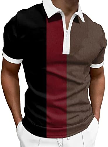 XXBR muške polo majice ljetne boje colorblock kratki rukavi kvartal zatvarača kontrastna majica za golf majica