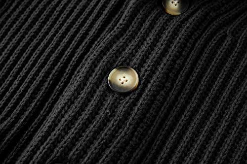 Runcati muški šal ovratnika kardigan džemperi gumb dolje Otvoreni prednji pleteni kabel pletene rebraste jakne premaši