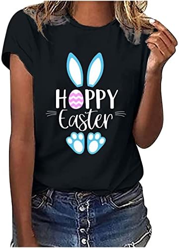 Ženske košulje Sretan Uskrs majica s okruglim vratom s printom slova slatka zečica široka bluza kratkih rukava Majice