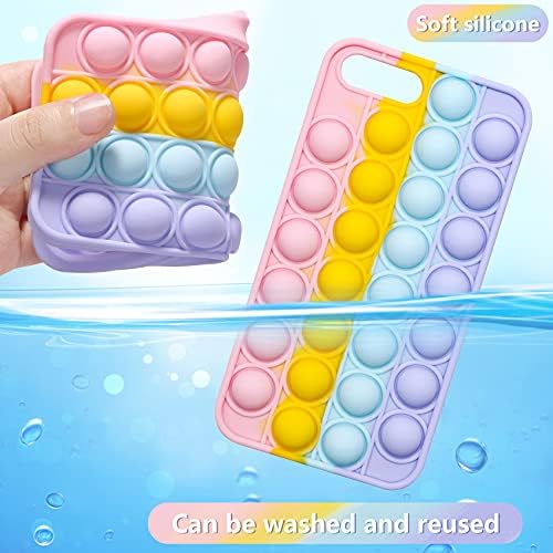 Evermarket Push Pop Bubble Fidget Sensor Sensory igračka kućica za iPhone 7 Plus/ 8 Plus, Rainbow Color Push Pop Bubble Silikonski