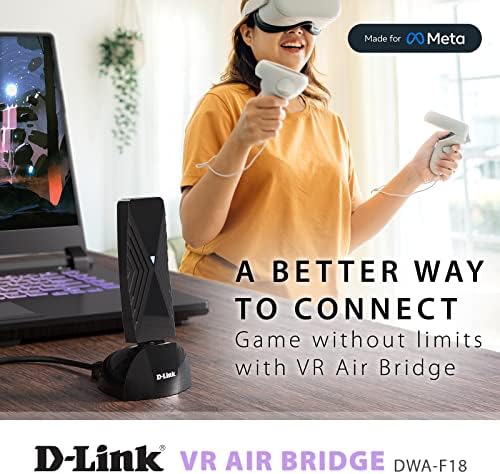 D -Link VR Air Bridge - Posvećena bežična veza između Meta Quest 2 [Oculus] i Gaming PC VR za kretanje 360 ​​° - pokreće softver za