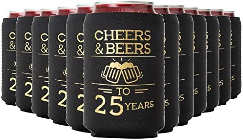 Živjeli i piva do 25 godina mogu hladiti hladnjake za 25. rođendan, set od 12, crno i zlatni hladnjaci, savršeni za rođendanske zabave,
