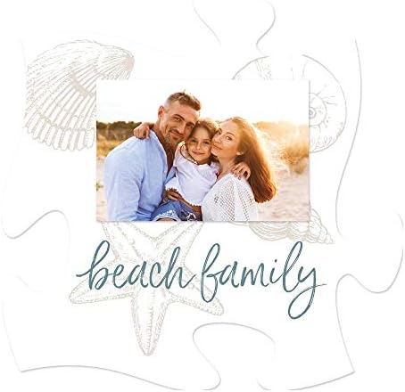 P. Graham Dunn Beach Obitelj bijela i nautička plava 6 x 6 Wood Mini Wall Frame Frame