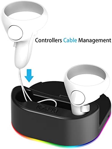 Kafri za punjenje kafri za Oculus Quest 2 s LED svjetlom, VR stalak za punjenje slušalica i držač kontrolera, pribor za punjač za Oculus/Meta