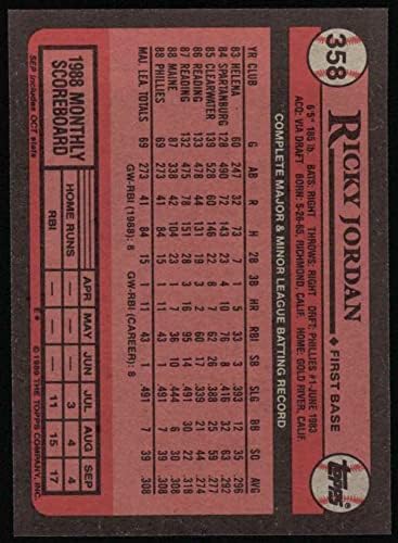 1989. Topps 358 Ricky Jordan Philadelphia Phillies NM/MT Phillies