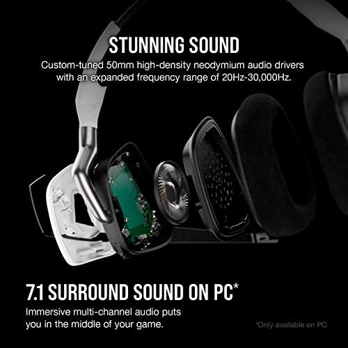 Corsair Void RGB Elite Bežične premium igračke slušalice sa 7.1 surround zvukom - Discord Certified - radi s PC, PS5 i PS4 - White