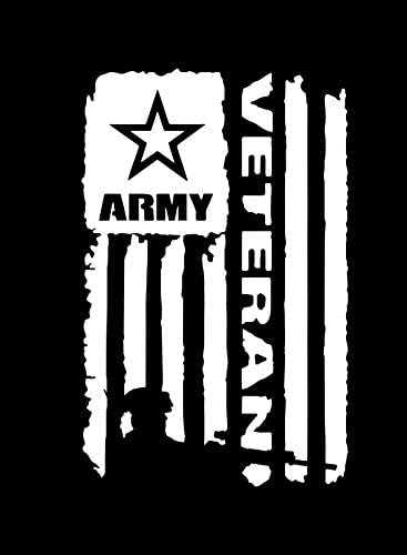 Veteranska vojska, pogođena zastava, naljepnica, vinilna naljepnica / automobili, kamioni, kombiji, zidovi, prijenosno računalo |bijelo