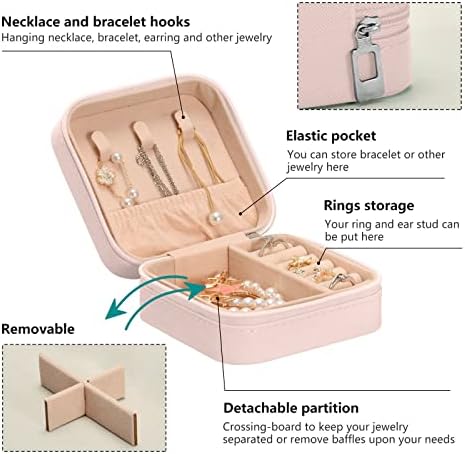 Boho kutija za nakit u stilu boho kutija za nakit za žene djevojke muškarci putna torbica za nakit organizator od PU kože ružičasti