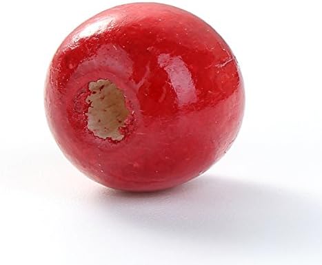 300 crvenih okruglih drvenih perli promjera 14 mm ili 9/16 inča s rupom od 3,5 mm