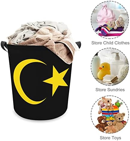 Okrugla košara za rublje s libijskim grbom, sklopive vodootporne košare za prljavu odjeću s ručkama, torba za odlaganje rublja