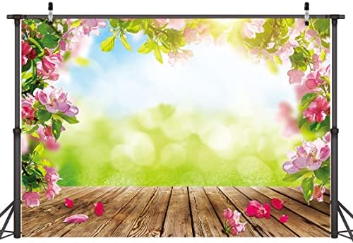 Proljetna pozadina od 7 do 5 stopa proljetno ružičasto cvijeće pozadina za fotografiranje prirode pozadina uskrsnog drvenog poda pozadina