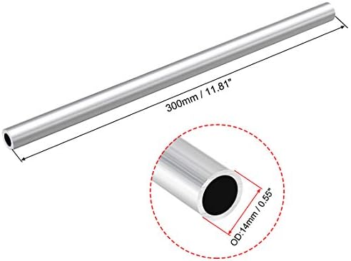 UxCell 6063 aluminijska okrugla cijev, duljina od 300 mm 14 mm OD 12 mm unutarnja dia bešavna aluminijska ravna cijev 3 pcs
