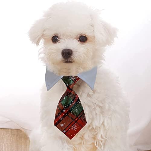 Pseći ovratnik prilagođena koža Božić Izvrsne veze psa s psećim kravatama Bell Elastics Slatka pseća kravata snježne pahuljice pruga