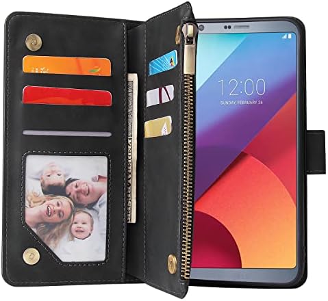 Asuwish Kompatibilan s torbicom-novčanikom LG G6 i zaštitna folija za zaslon od kaljenog stakla Flip poklopac Držač za kartice Stalak