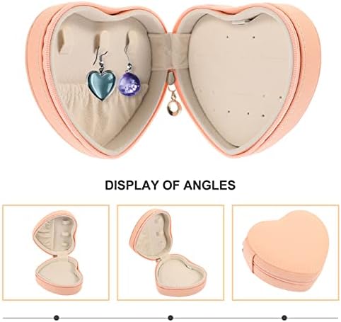 Fomiyes pu kože nakit kutija srca oblik putovanja prijenosni mini nakit futrola za patentni zatvarač za privjesak privjesak Organizator