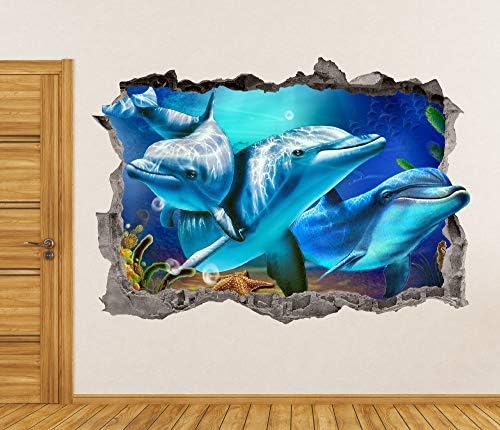 Delfini zidni naljepnica ocean 3D umjetničke naljepnice vinilni zidni dekor