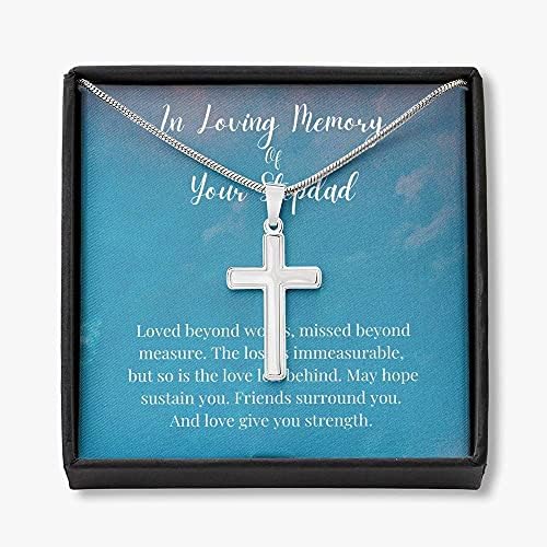 Nakit s porukama, ručno izrađena ogrlica- Personalizirani poklon križ, u ljubavnom sjećanju na vaš očuh, Memorijalni pokloni za gubitak