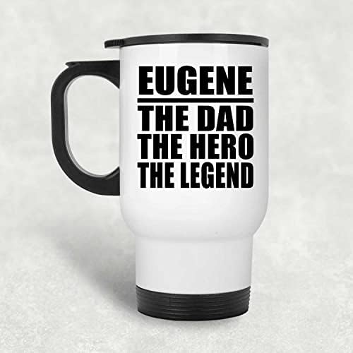Dizajnsify eugene tata heroj legenda, bijela putnička šalica 14oz od nehrđajućeg čelika izolirana, pokloni za rođendansku obljetnicu