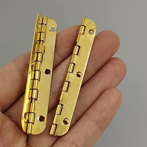 Mfchy 2pcs Zlatni metal šarke Mini dugački zlatni šarke opreme za namještaj hardver ormarić kutija nakita drvena kućišta antikna vintage