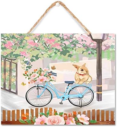 Život je prekrasan natpis na drvenoj plaketi 8x10in cvjetovi za kućne ljubimce i akvarel i biciklistički viseći drveni znak ohrabrenje