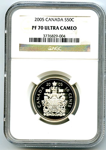 2005. Kanada srebrni dokaz 50 Cent Registra Kvaliteta Super rijetko samo 3 poznata pola dolara PF70 NGC UCAM