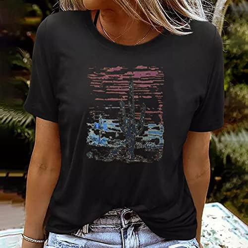 Ženske grafičke majice Ljetni klirens - Ženski ležerni vrhovi Majica ljetnih posada majica Suncokret Print kratki rukavi bluza