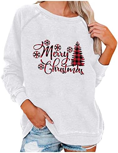 Anniya božićne dukserice za žene dugi rukavi ležerni tenkovske vrhove Sveukupne jednolične materinske majice bijele