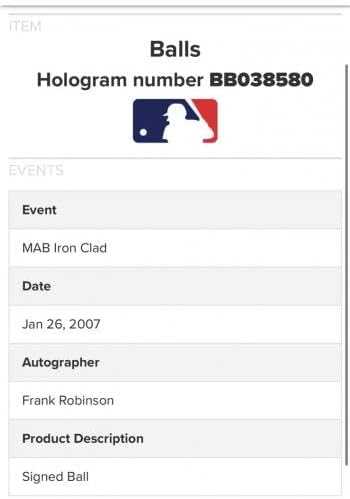 Frank Robinson Autografirani potpisani bejzbol Orioles Hof 82 MLB holo certificiran - Autografirani bejzbol