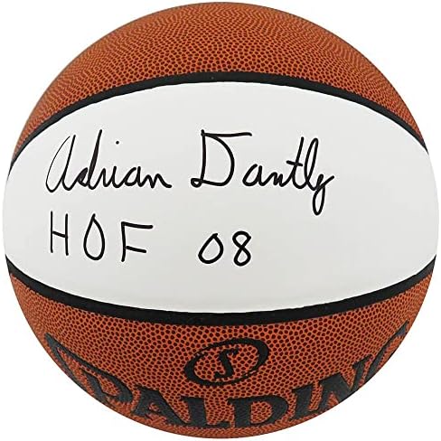 Adrian Dantley potpisao je Spalding White Panel u punoj veličini košarka s Hof'08 - Košarka s autogramima