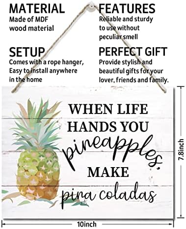 Kad vam život ruke ananas, napravite znak za dekor pina coladas, viseći tiskani zidni plak drveni znakovi, dekor seoskih seoskih kuća,