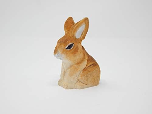 Smeđi zečji zečji zeko minijaturno drveno figurice vrt kip male životinje ukrašavanje umjetnosti