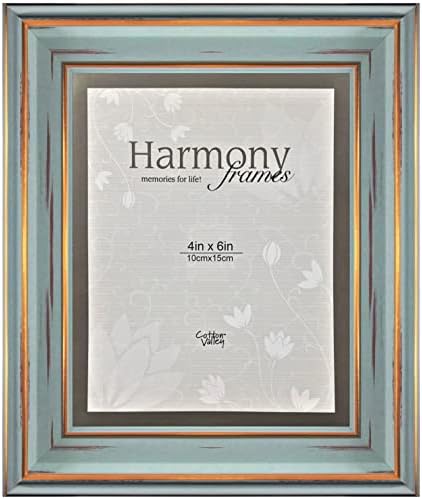 Harmony Frames 4x6 podignuto površinsko drva dizajn slike galerija okvira za prikaz zida i stola, aqua ~ zlato