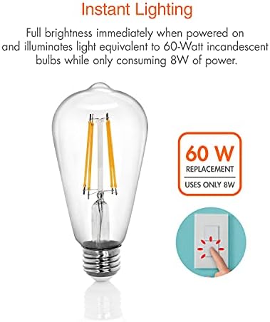 Vintage LED žarulje sa žarnom niti od 8 vata ekvivalentne žaruljama sa žarnom niti od 60 vata mekana bijela 2700k starinske LED žarulje