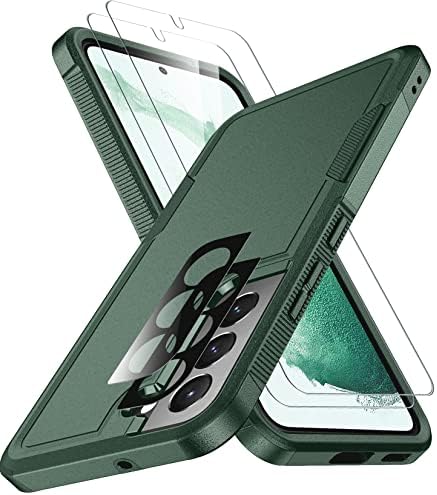 SpiderCase za slučaj Samsung Galaxy S22, [10 ft zaštita od kapljice vojne klase] Ne-klizanje [2 pakiranje] Zaštitnik zaslona od kaljenog
