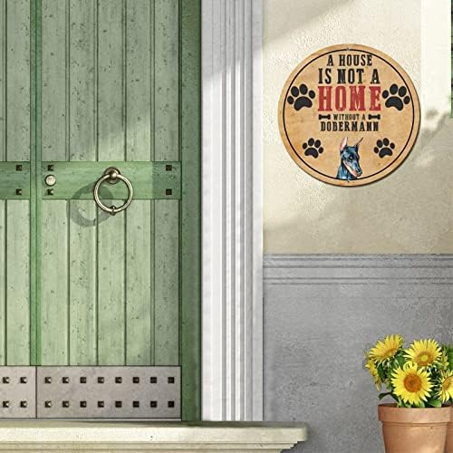 Okrugli metalni plaketi Ploča Kuća nije dom bez psa Smiješno natpis za vješalicu za pse, vintage natpis s natpisom sa sarkastičnim