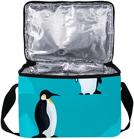 Ženska torba za ručak za muškarce, ženska kutija za ručak, bešavni uzorak pingvina u plavoj boji