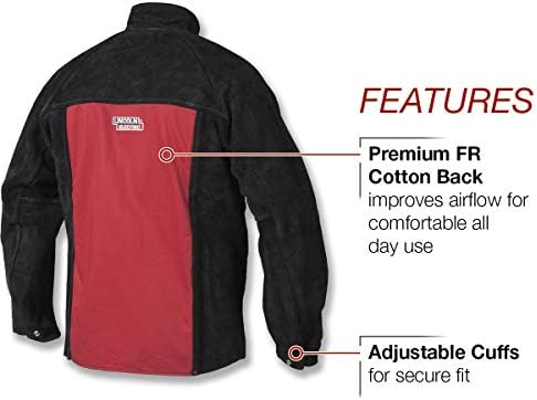 Lincoln Electric Unisex jakna za zavarivanje za zavarivanje za zavarivanje za odrasle, crno/crveno, XX.