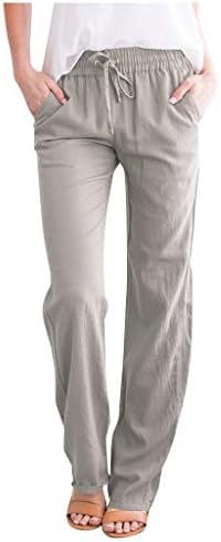 Ženske ležerne hlače Čvrste hlače s ravnim nogama Postepene hlače Visoke struke Labave hlače opuštene udobne pamučne hlače