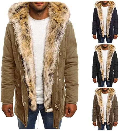 Muški zgušnjavani kaputa toplo zimska zimska struka struka za vuču na vjetar obložen je lažnim kapuljačama jakna jakne jakne muškarci