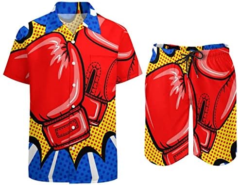 Boksačke rukavice muške havajske košulje s kratkim rukavima i hlača Summer Beach Outfits Loose Fit Tracksuit